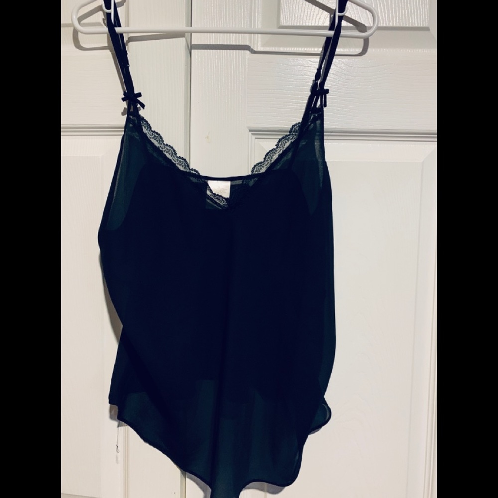 Black camisole- lightweight-delicate straps w bows